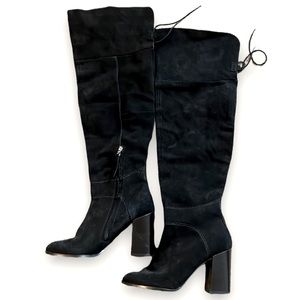 Steve Madden black knee high heeled boots